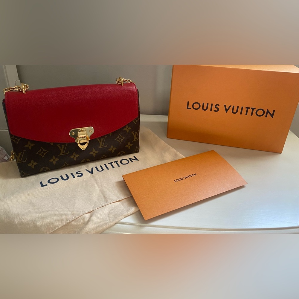 LOUIS VUITTON SAINT PLACIDE RED MONOGRAM CANVAS AND CALF LEATHER AUTHENTIC - Picture 2 of 6